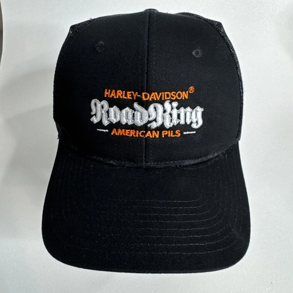 Harley Davidson‎ Snapback Canvas Hat Black Orange Logo Cap